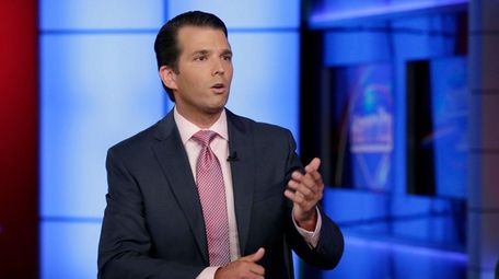 Donald Trump Jr. speaks during an interview by