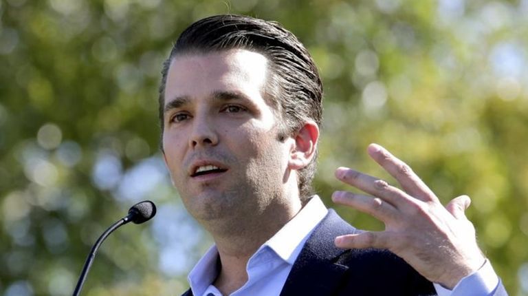 Donald Trump Jr. campaigns for his father, then-Republican