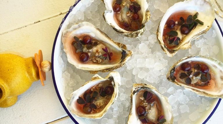 At EMP Summer House in East Hampton, oysters