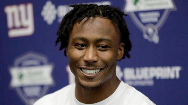 New York Giants wide receiver Brandon Marshall speaks