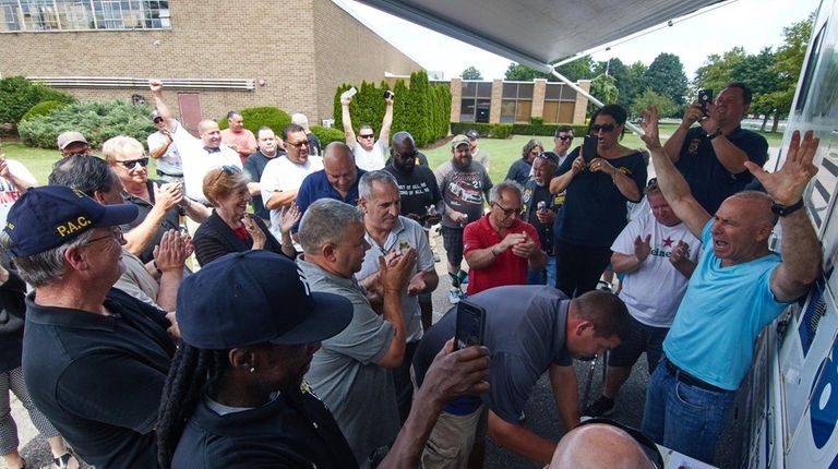 Clare Rose workers and supporters celebrate in Melville