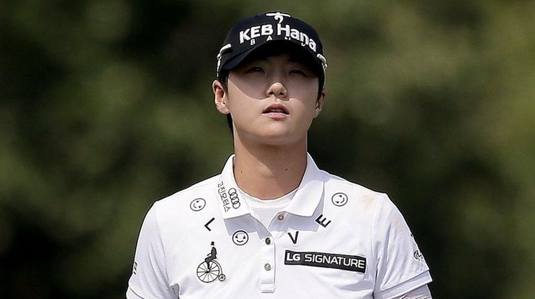 South Korea's Sung Hyun Park reacts after sinking