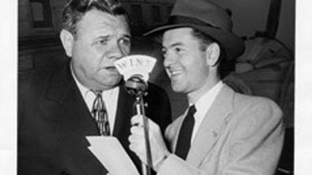 Undated photograph of Bob Wolff interviewing Babe Ruth.