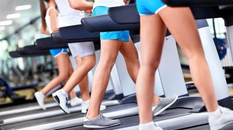 A row of treadmills.