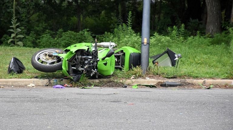 A motorcyclist was injured after crashing into a