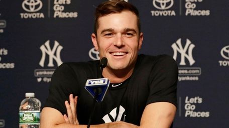Yankees reliever David Robertson speaks during a news