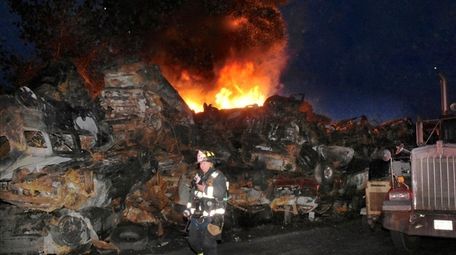 The fire at a Wyandanch recycling yard on