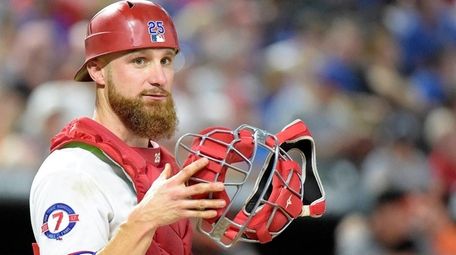 Texas Rangers catcher Jonathan Lucroy looks to the