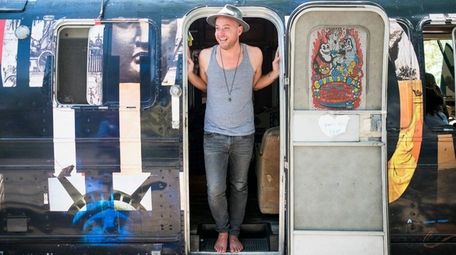 Stephan Cesarini on board his Grattitude Airstream in