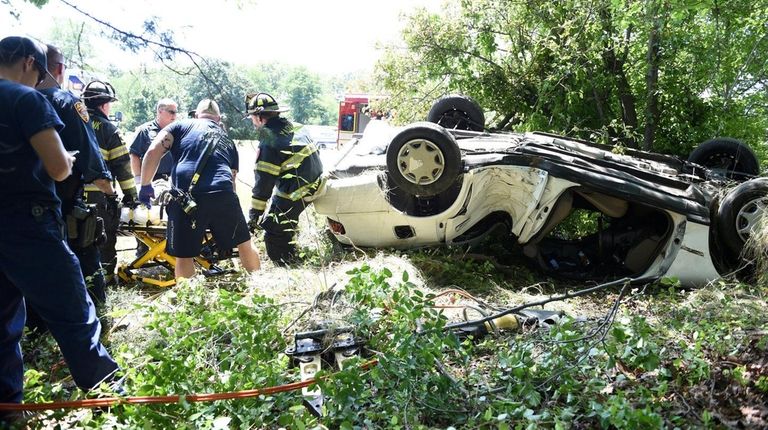 Yaphank firefighters and Suffolk County police respond to
