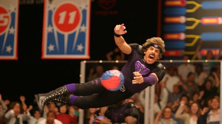 Ben Stiller takes flight during the ultimate dodgeball