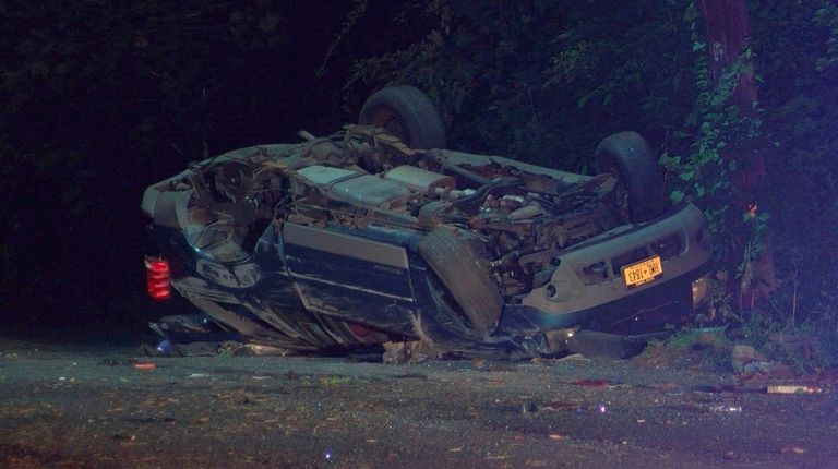 The reportedly stolen vehicle crashed and overturned on