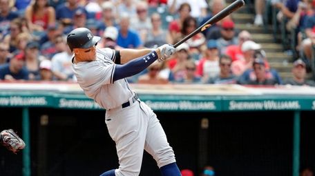 Aaron Judge of the Yankees hits a three-run