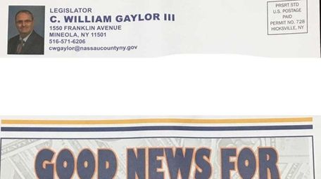 A mailer touting Nassau's finances sent by Legislator