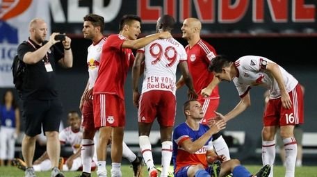 New York Red Bulls forward Bradley Wright-Phillips celebrates