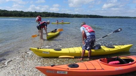 Kayakers in Coecles Harbor on Shelter Island.