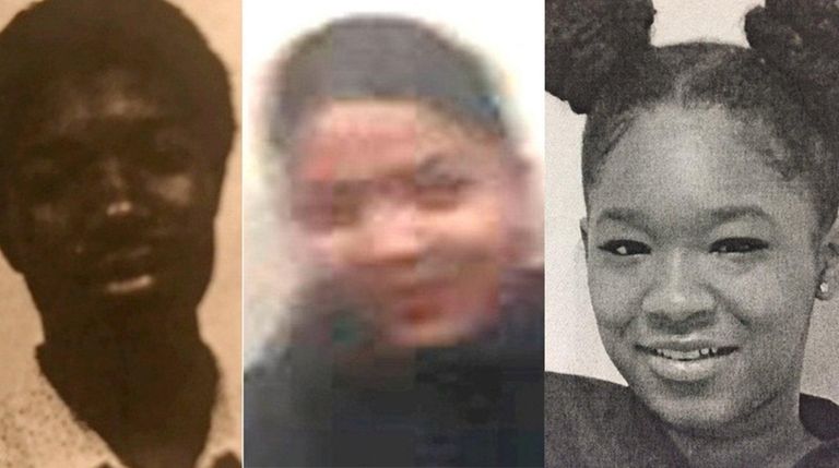 Quamell Epps-Jones, 14, left, Erica Rosado, 15, and