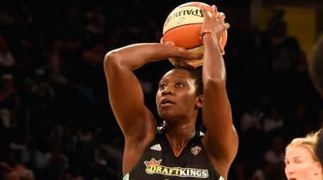 Liberty center Tina Charles shoots a foul shot