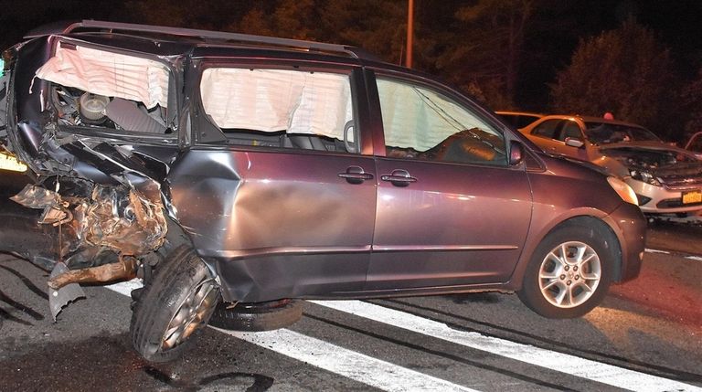 A Suffolk County detective driving westbound on the