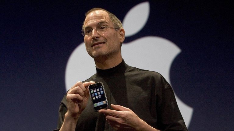 Then-Apple chief executives Steve Jobs introduces iPhone at