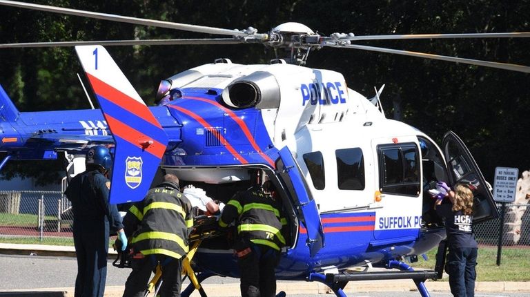 A 40-year-old man was taken by helicopter to
