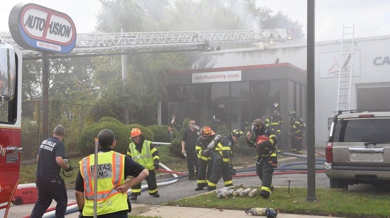 Firefighters at the scene of blaze at Auto