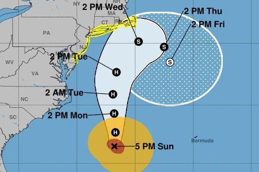 The cone of uncertainty for Hurricane Jose, as