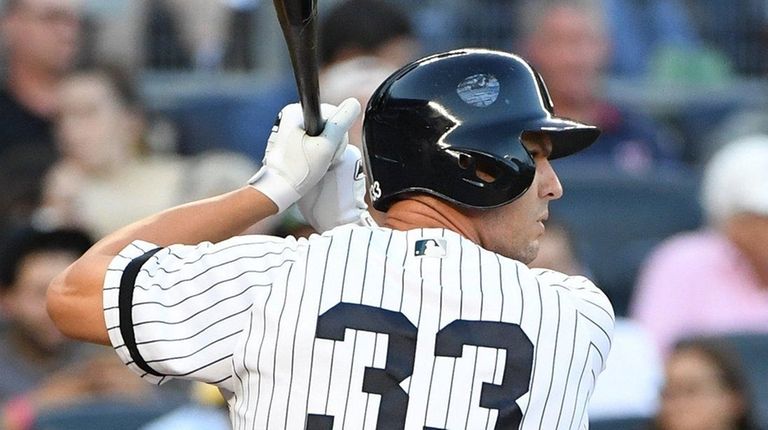 New York Yankees first baseman Greg Bird looks
