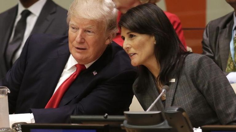 President Trump speaks with U.S. Ambassador to the