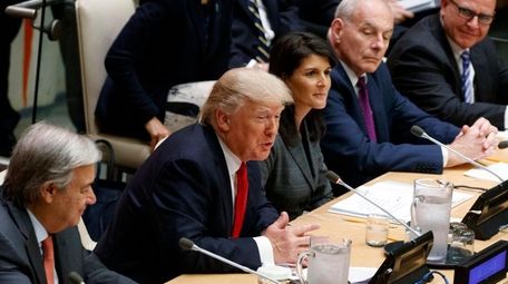 President Donald Trump speaks during the United Nations