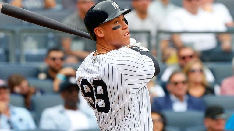 Aaron Judge of the Yankees follows through on