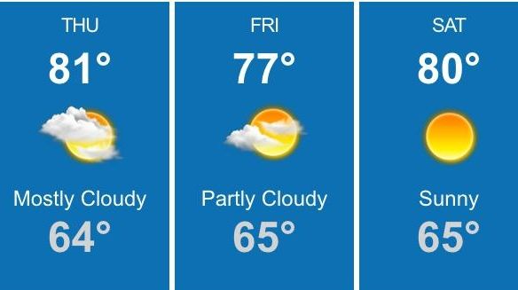 The forecast calls for partly sunny skies, brisk