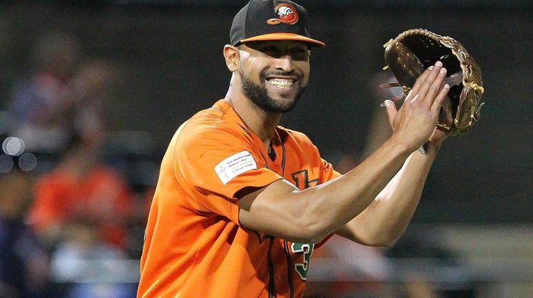 Ducks pitcher Amalio Diaz celebrates after the final out