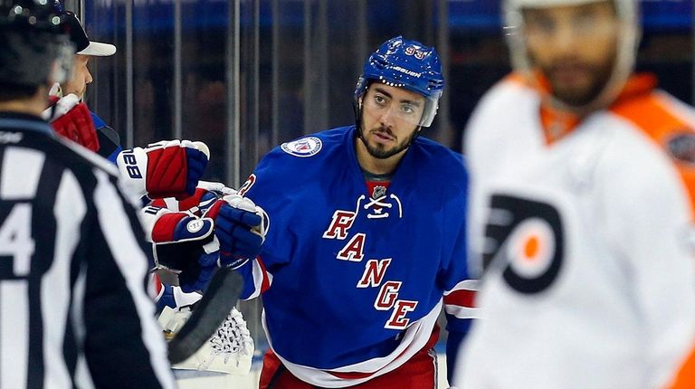 Rangers' Mika Zibanejad celebrates a goal against the