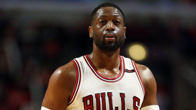 The Chicago Bulls' Dwyane Wade walks to the