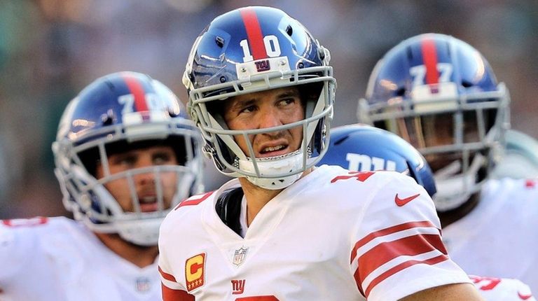 Eli Manning of the Giants reacts against the