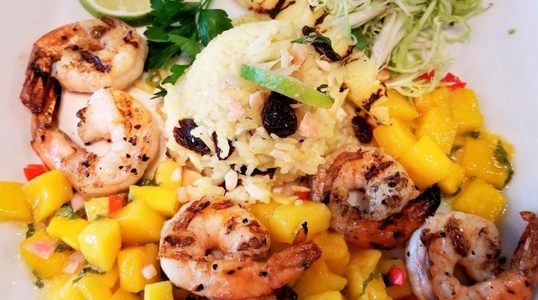 Grilled shrimp with garlic-mojo sauce is among the