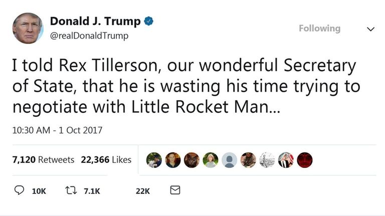 Image result for trump rocket man tweet