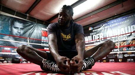 Deontay Wilder works out for the media in