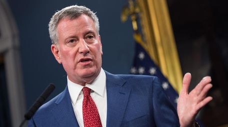 Mayor Bill de Blasio is seen here on