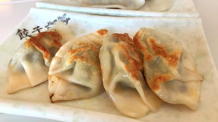 Pan-fried bok choy-and-mushroom dumplings are on the menu
