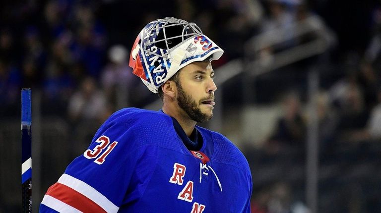 Ondrej Pavelec of the New York Rangers skates