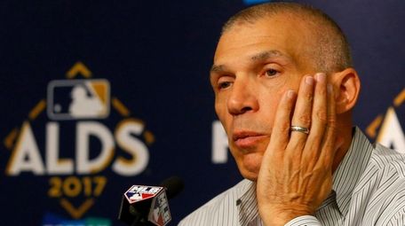 Manager Joe Girardi of the Yankees speaks to the