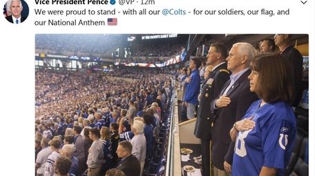 Vice-President Mike Pence tweeted on Sunday, Oct. 8,