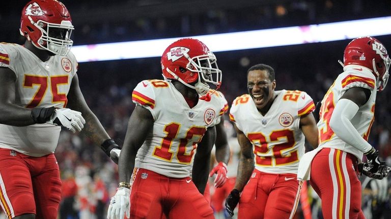 Kansas City Chiefs' Tyreek Hill celebrates his touchdown