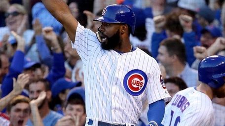 Jason Heyward of the Chicago Cubs celebrates after