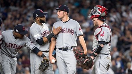 Cleveland Indians' position players giving their starting pitcher