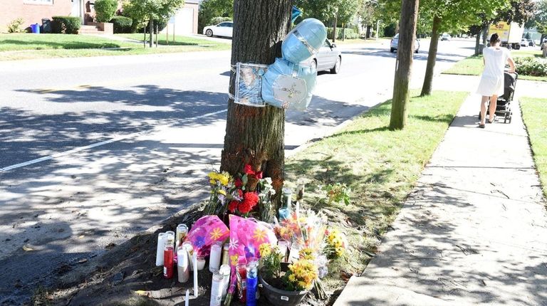 A makeshift memorial at scene of deadly crash