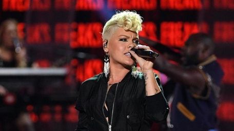 Pink performs at the iHeartRadio Music Festival in