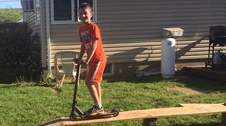 Kidsday reporter Christopher Hauff on a ramp he